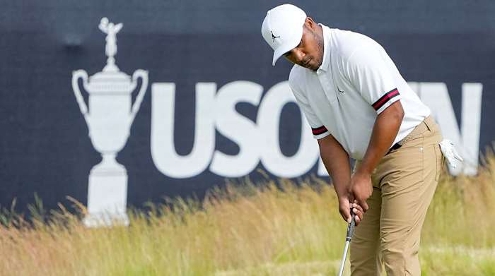 Harold Varner III putts during the first round of the 2022 U.S. Open.